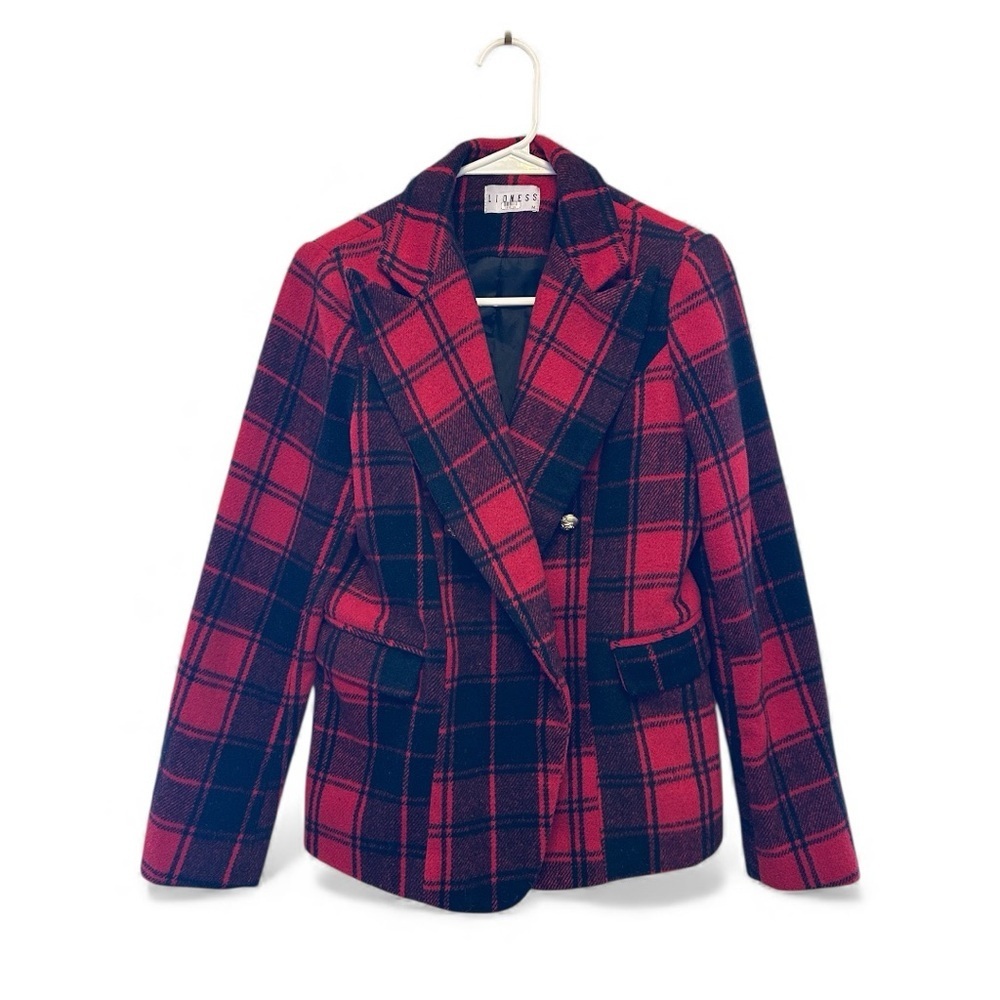 Lioness Red and Black Plaid Coat Size Medium (one button missing, but I have it)